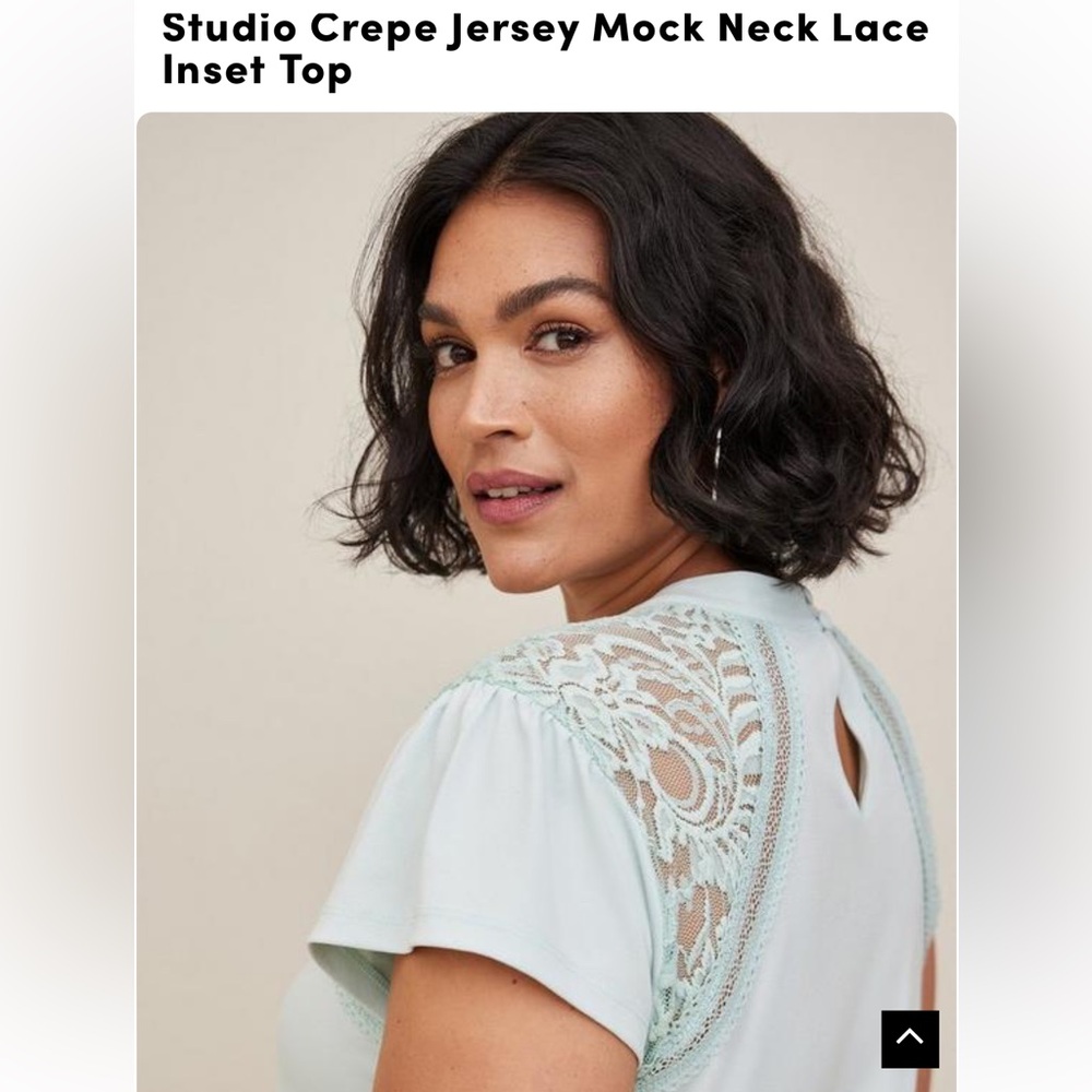 NWT Torrid Studio Crepe Jersey Mock Neck Lace Inset Top 4X - Picture 2 of 4